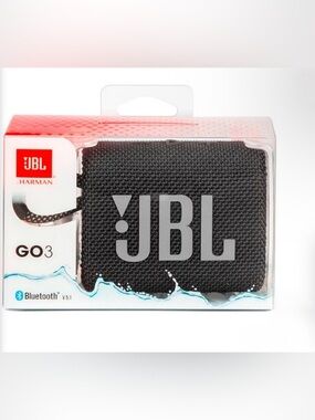JBL Go 3 Portable Bluetooth Speaker Black Fabric Plastic Rectangular Bluetooth